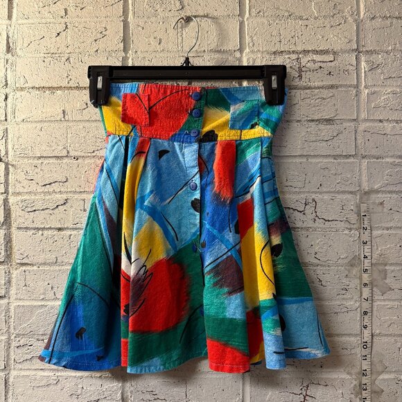 Vintage 80s Something Sterling by Cynthia Young High-Waist Skater Skirt Abstract - Picture 1 of 11